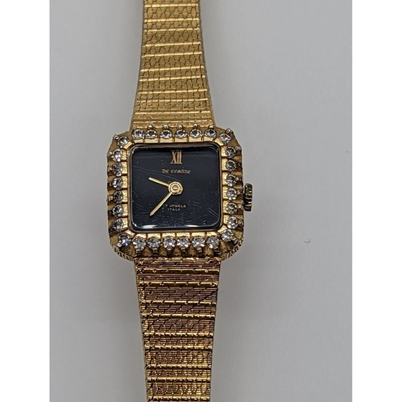 Vintage Women's DeCesare Italian 17 Jewels Wind Up Watch Gold Plate Runs Great - Picture 7 of 8